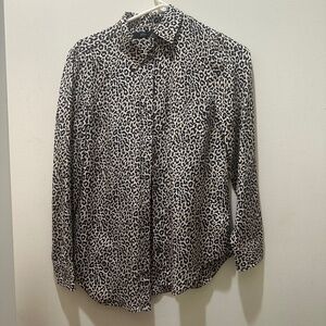 J Crew silk leopard button down shirt